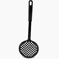 Tezzorio 12 1/2 inch Skimmer, 410ºF Heat Resistant Black Nylon Perforated Skimmer Spoon with Ergonomic Handle, Kitchen Gadgets for Straining and More