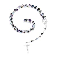 Catholic Rosary Necklace Colorful Acrylic Beads Long Chain Cross Pendant Necklaces Christian Prayer Meditation Jewelry Rosary Necklace For Men
