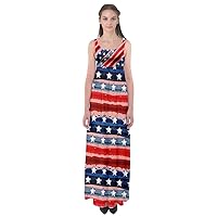 CowCow Womens USA American Flag Summer Casual Empire Waist Maxi Dress, XS-5XL