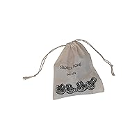 Creative Co-Op Boho Woven Bamboo Linen Drawstring Bag, Set of 4 Napkin Ring, Natural