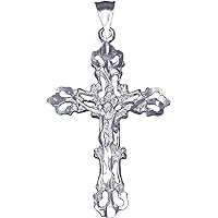 925 Sterling Silver Crucifix Cross Charm with Jesus Pendant Necklace 18