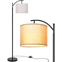 JOOFO Floor Lamp, Modern Standing Floor Lamp with Fabric Linen Lamp Shade, 3 Color Temperatures Tall Arc Floor Lamps for Bedroom and Living Room,Dorm,Office, Black