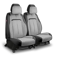 Voris Series Front Row Set Seat Covers Universal for Cars Trucks SUV, Grey, CA-SC-VORIS-F-GY