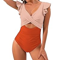 White Swimsuits for Women Women's One Piece Swimsuits Tummy Control Ruched Bathing Suit 4 Piece Swimwear