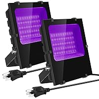 2 Pack 200W LED Black Lights - Black Light Flood Light IP66 Waterproof Outdoor Blacklight for Dance Party, Stage Light, Body Paint, Aquarium, Fluorescent Poster, Glow in The Dark, Neon Glow