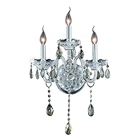 Elegant Lighting 7953W3C/EC Cut Clear Crystal Verona 3-Light Crystal Wall Sconce, Finished in Chrome with Clear Crystals