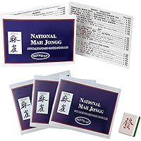 Mahjong Cards 2024, 4PC National Mahjong Cards Official Standard Hands and Rules Mahjong Cards 2024 Large Print Mahjong Scorecard 4Pcs (Blue)