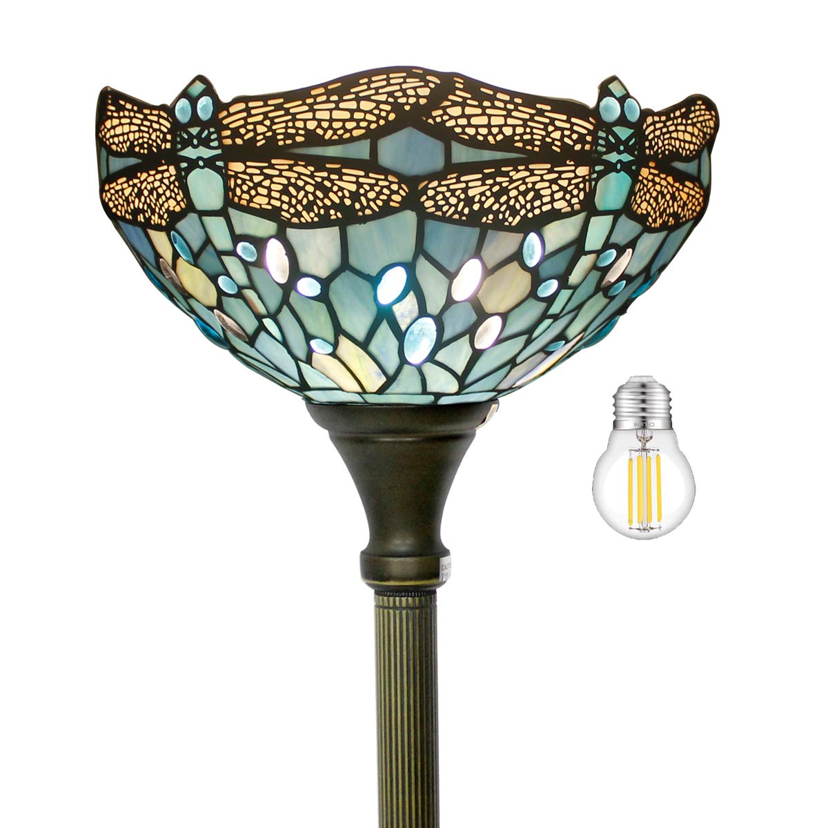Mua WERFACTORY Tiffany Floor Lamp Sea Blue Stained Glass Dragonfly ...