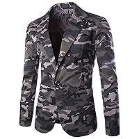 Men's Military Camouflage Suit Outdoor Notched Lapel Sport Jacket Classic Fit Camo Blazer Coat Jacket Tops