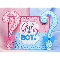 AOFOTO 8x6ft Girl or Boy Gender Reveal Backdrop Baby Shower Party Decoration Photography Background Boy or Girl Banner Pregnancy Announcement Photo Studio Props Booth Pink Blue Tones Vinyl Wallpaper