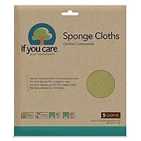 If You Care Sponge Cloths – 5 Count – 100% Natural Cleaning Rags for Kitchen, Bathroom, Home Countertop Surfaces – Absorbent, Reusable, Machine Washable, Compostable
