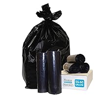 Industrial Grade 50 Count Black Trash Bags, 55-60 Gallon, 2.0 Mil, 36 x 58, Extra Strength, Heavy Duty, Tear and Puncture Resistant, Low-Density, Unscented, Durable, Made in USA