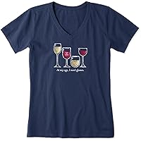 Life is Good - Womens I Need Wine Glasses T-Shirt
