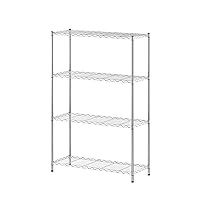 Furinno Wayar 4-Tier Metal Storage Shelf Rack, 36 x 14 x 54, Stainless Steel