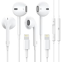2 Packs - Wired Earbuds for iPhone Headphones with Lightning Connector [MFi Certified] Earphones Noise-Isolating Headsets Compatible with iPhone 14/13/12/11/XS/8/7/Pro(Built-in Mic & Volume Control)