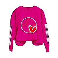 Baseball Sweatshirt Women Heart Baseball Graphic Crewneck Sweatshirt Casual Loose Long Sleeve Cute Pullover Tops Teens