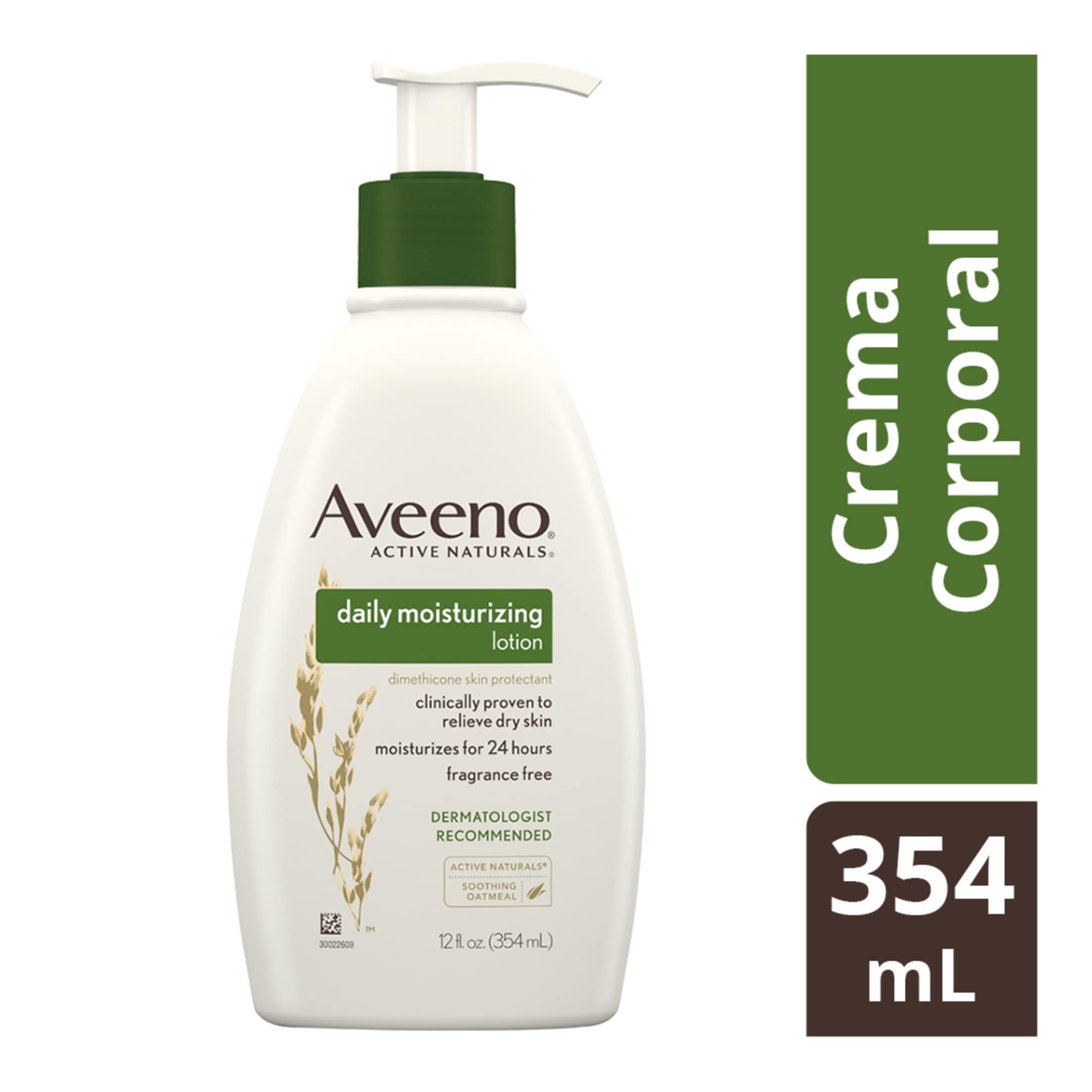 Aveeno Daily Moisturizing Body Lotion with Soothing Prebiotic Oat, Gentle Lotion Nourishes Dry Skin With Moisture, Paraben-, Dye- & Fragrance-Free, Non-Greasy & Non-Comedogenic, 12 fl. oz