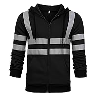 High Visibility Hoodies for Women Zip Up Fall Jackets Reflective Safety Hooded Sweatshirts Outdoor Running Jacket