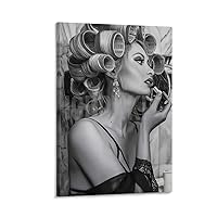 TruriM Vintage Hair Salon Posters, Black And White Vintage Hair, Curly Hair Beauty Wall Art Poste Bedroom Office Decoration Printing Poster Gift Frame-style 24x36inch(60x90cm)