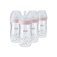 NUK Simply Natural Baby Bottle with SafeTemp, Girl, 9 Oz, 4 Count