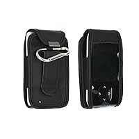Leather-Case with belt clip compatible with Dexcom G7 made from genuine leather, Pouch with belt clip and viewing window in black