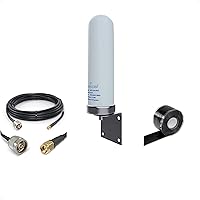 Proxicast 10 dBi 4G/5G/WiFI Omni Antenna + 25 ft Pro-Grade Coax Cable + Free Tape Bundle (ANT-126-002-BDL-25)