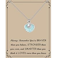 Seashell Pendant Necklace Beach Lover Gifts Scallop Necklace Enamel Blue Seashell Jewelry Gifts for Women Girls