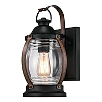 Westinghouse Lighting 6335100 Canyon One-Light Outdoor Wall Fixture, Textured Black and Barnwood Finish with Clear Glass