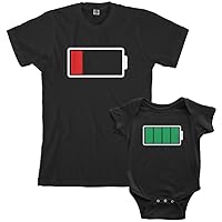 Threadrock Full and Low Battery Infant Bodysuit & Men's T-Shirt Matching Set