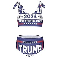 Trump 2024 Take America Back Girls Swimsuits Kids Bikini Sets 2 Pcs Bathing Suit for 3T