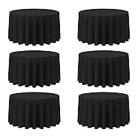 6 Pack Black Round Tablecloths 120 Inch - Circle Bulk Linen Polyester Fabric Washable Table Clothes Cover for Wedding Reception Banquet Birthday Party Buffet Restaurant