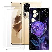 Oppo Reno 10 5G Case + 2PCS Screen Protector Tempered Glass, Ultra Thin Bumper Shockproof Soft TPU Silicone Cover for Oppo Reno 10 5G (6.74”) Rose