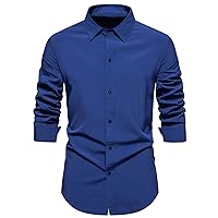 Men's Dress Shirts Stretch Slim Long Sleeve Formal Shirt Business Casual Button Down Solid Shirts Dressy Blazer Shirt