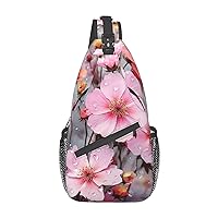 Beautiful flower Print Cross Chest Bag Crossbody Backpack Sling Shoulder Bag Travel Hiking Daypack Cycling Bag