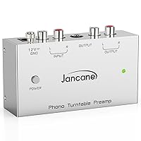 Phono Turntable Preamp, Jancane Phono Preamp for Turntable, Record Play, Phonograph Preamplifier with RCA Input, RCA/TRS Output, Phono Preamp with Power Switch and 12 Volt DC Adapter