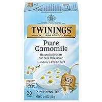 Twinings Pure Camomile Herbal Tea Individually Wrapped Bags, 20 Count (Pack of 6), Naturally Caffeine Free, Enjoy Hot or Iced