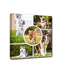CXHOSTENT Collage Canvas Prints with Your Photos Personalized Photos for Wall Customized Collage Picture Canvas Bedroom Decor Frame (Template - 9, 10.00