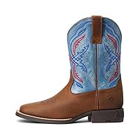 Ariat Unisex-Child Double Kicker Western Boot Distressed Brown/Stone Blue 13