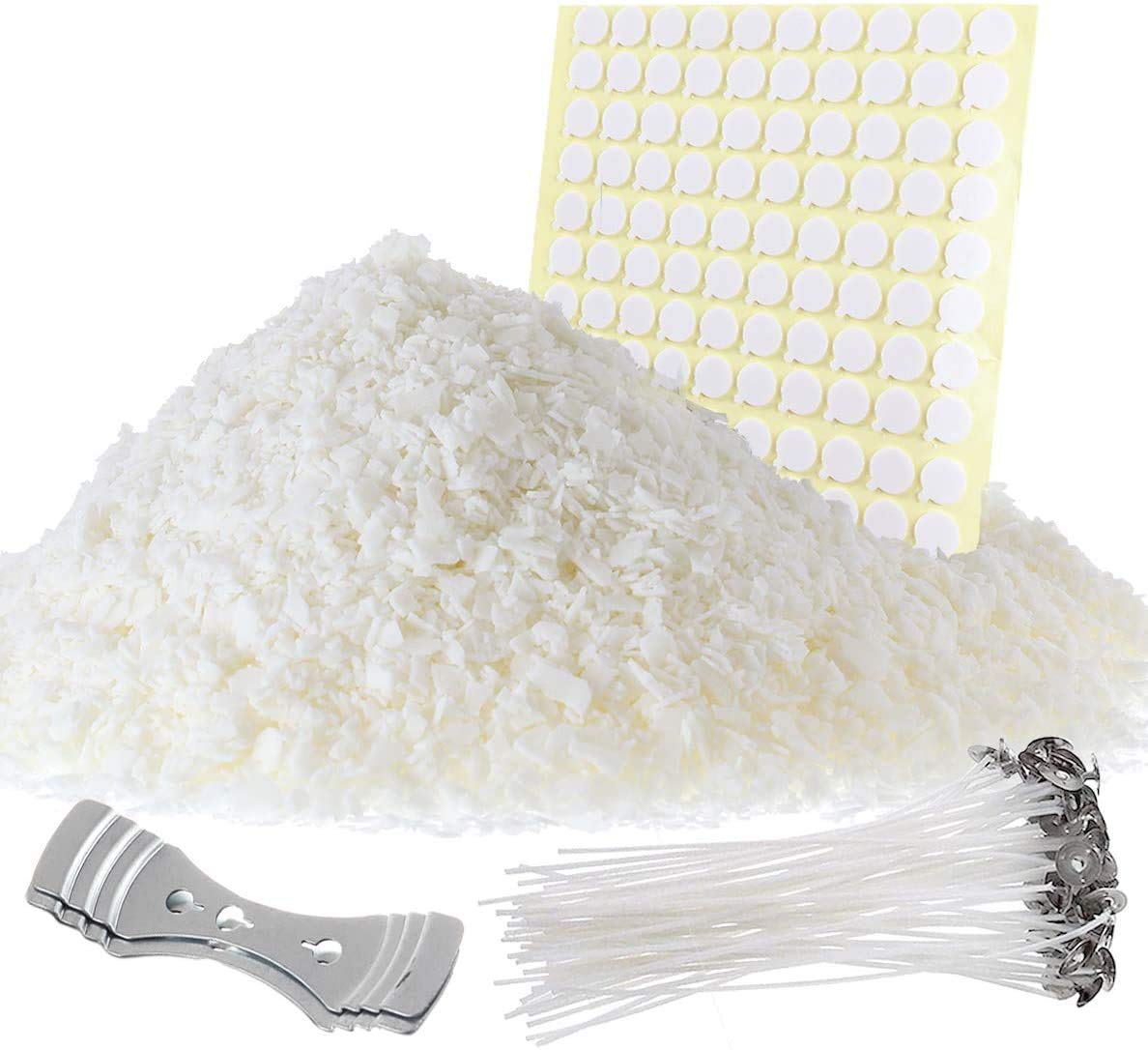Etienne Alair Natural Soy Wax Kit - Includes; 10 Lbs Soy Candle Wax Flakes, 100 Cotton Wicks, 2 Wick Holders.