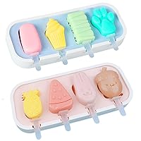 Popsicle Molds, 2Pcs Silicone Popsicle Molds Easy-Release Popsicle Molds With Sticks Cute Fruit Shaped Ice Cream Mold With Dustproof Cover for Diy Ice Pop Mold