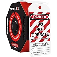 Accuform 100 Lockout Tags by-The-Roll, Danger Do Not Operate Maintenance Department, US Made OSHA Compliant Tags, Tear & Water Resistant PF-Cardstock, 6.25