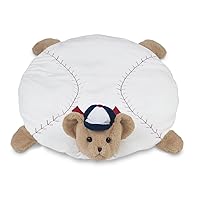 Bearington Baby Lil’ Slugger Tummy Time Mat, 30 x 30 Inch Baseball Teddy Plush Stuffed Animal Blanket, Baseball Nursery Décor
