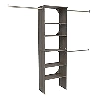 ClosetMaid SuiteSymphony Wood Closet Organizer Starter Kit with Tower and 3 Hang Rods, Shelves, Adjustable, Fits Spaces 5 – 10 ft. Wide, Graphite Grey