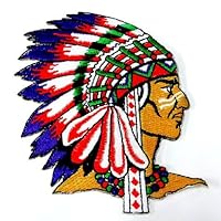 HHO Indian Native American Tribe Chief Patch Embroidered DIY Patches, Cute Applique Sew Iron on Kids Craft Patch for Bags Jackets Jeans Clothes