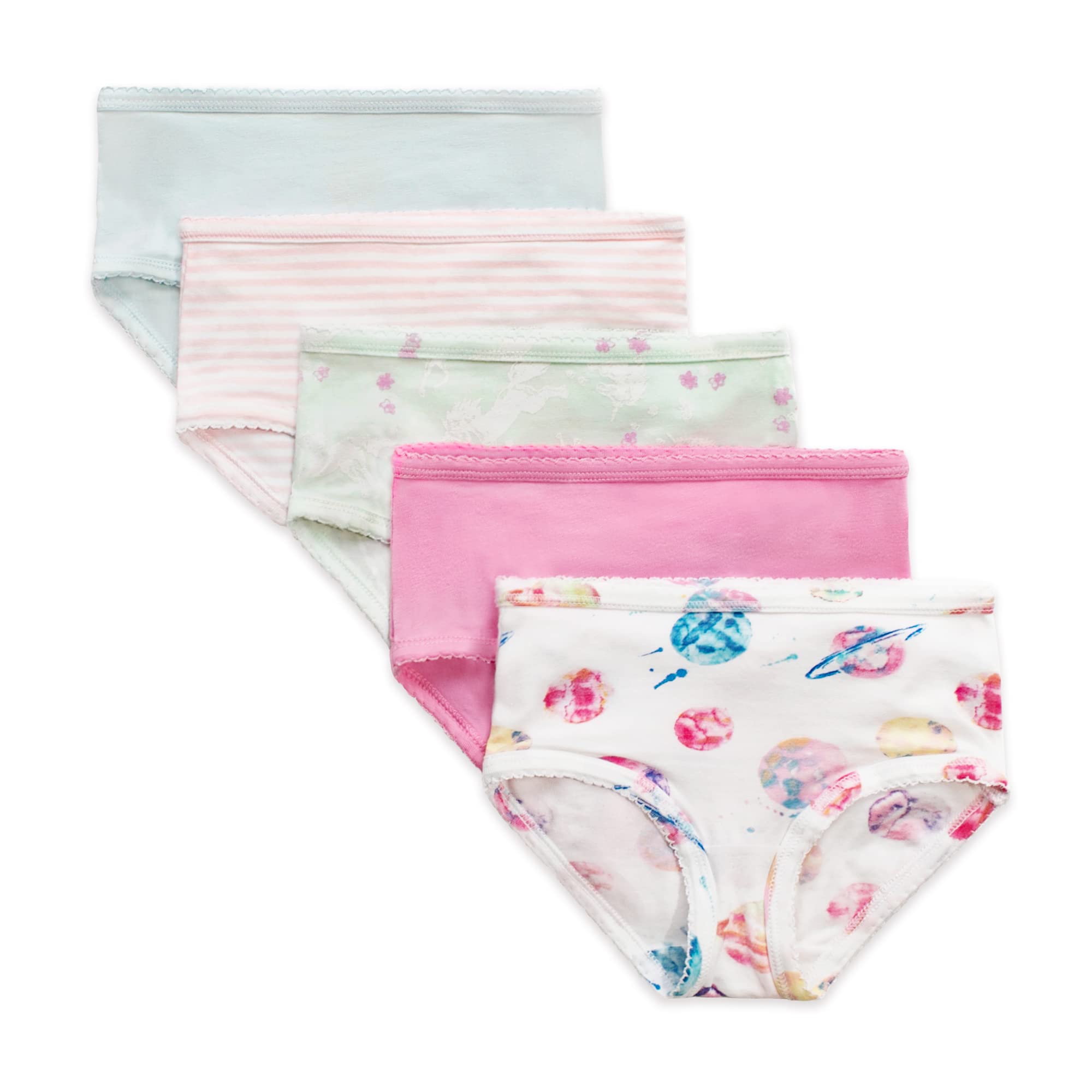 Burt's Bees Baby Toddler Girls' Underwear, Organic Cotton Panties, Tag-Free Comfort Briefs, Pack of 8