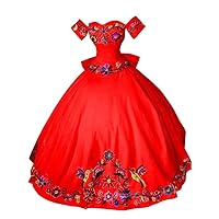 Princess Embroidery Off The Shoulder Ball Gown Wedding Formal Dresses Satin Corset Back Red 2