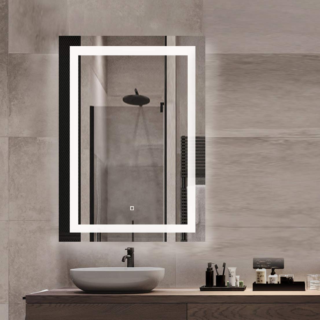 MAIHAUZ 24x36Inch LED Lighted Bathroom Mirror Wall Mounted Dimmer Touch Switch IP44 Waterproof 6500K Cool White CRI>90 Vertical& Horizontal(ALVA 24...