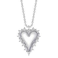 Allurez Diamond Puffed Heart Pendant Necklace 14K White Gold (0.18ct)