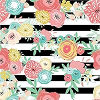 Floral #256 Black and White Flowers and Lines Craft Cutter Vinyl Pink Outdoor Vinyl 12