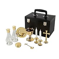 9 Piece Deluxe Travel Mass Kit and Communion Set with Black Carrying Case
